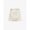 Ganni Womens Gold Silver Metallic Logo-waistband Recycled Polyester-blend Mini Skirt In Gold Silver
