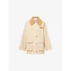 Ganni Womens Oversized-collar Brand-patch Woven Jacket Pale Khaki In Neutral