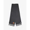 Ganni Womens Paloma Melange Brand-patch Wool Scarf In Gray