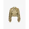 Ganni Womens Boa Patch-pocket Fitted Woven Bomber Jacket In Gold