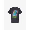 Ganni Neon Kitty Organic Cotton T-shirt In Black