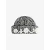 Ganni Womens Phantom Crochet Wool-blend Beanie In Gray