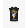 Ganni Womens  X Disney Daisy Duck Wool-blend Vest In Black