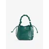 Ganni Womens Pineneedle Croco Bou Leather-blend Bucket Bag