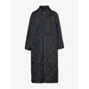 Ganni Quilted Recycled Ripstop Maxi Coat In Black