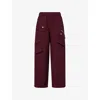 Ganni Womens Elasticated Multi-pocket Nylon Trousers Port Royale In Burgundy