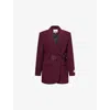 Ganni Womens Notched-lapel Eyelet Woven Blazer Port Royale In Burgundy