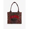 Ganni Womens Easy Shopper Large Cotton Tote Bag Racing Red In Racing Red
