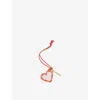 Ganni Red Heart Shaped Mirror With Logo Lettering Charm