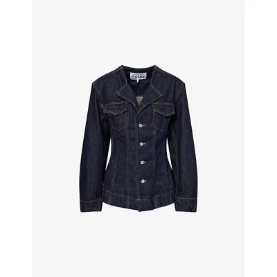 Ganni Womens Rinse Denim Blazer In Blue