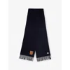 Ganni Womens Sky Captain Brand-patch Wool Scarf In Blue