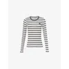 Ganni Organic Cotton Striped T-shirt In Sky Captain