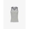 Ganni Womens Sky Captain Striped Ribbed Stretch-cotton Top In Sky Captain