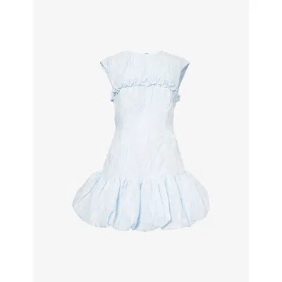 Ganni Cloqué Corset Mini Dress In Blue