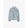 Ganni Womens Soft Chambray Striped Denim Jacket