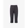 Ganni Womens Phantom Striped Tailored Woven Capri Trousers In Black