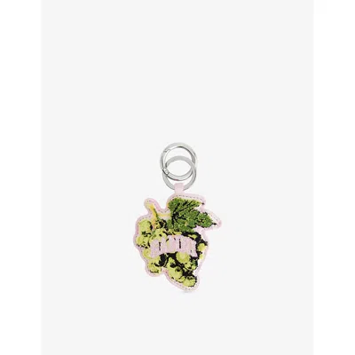 Ganni Womens Sweet Lilac Grape Leather Keyring In Purple