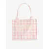 Ganni Womens Bleached Mauve Vichy Check Large Cotton Shopper Bag