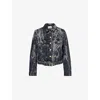 Ganni Washed Denim Belted Jacket In Washed Black Black