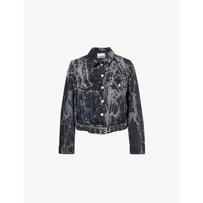 Ganni Heavy Denim Jacket In Animal Print