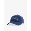 Ganni Womens Washed Logo-embroidered Cotton-canvas Cap Sky Captain In Blue
