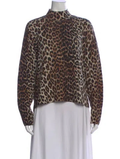 Pre-owned Ganni Wool Animal Print Sweater In Black
