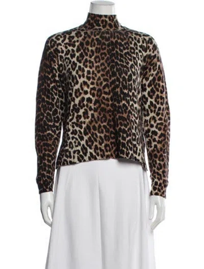 Pre-owned Ganni Wool Animal Print Sweater In Brown