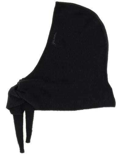 Ganni Wool Balaclava For Women In Black