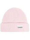 Ganni Logo-patch Ribbed-knit Beanie