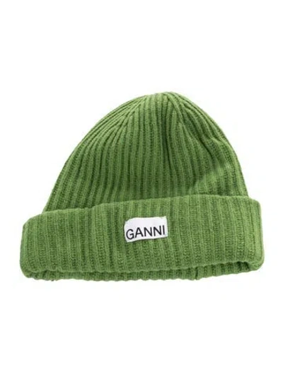 Pre-owned Ganni Wool Beanie In Green