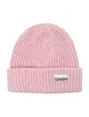 Ganni Pink Wool Blend Cap In Lillac