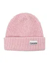 Ganni Pink Wool Blend Cap In Lillac