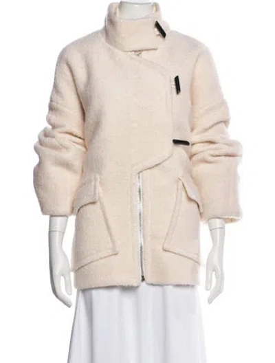 Pre-owned Ganni Wool Biker Jacket In Purple