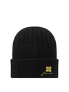 Ganni Wool Blend Beanie In Black