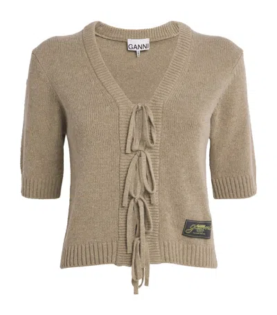 Ganni Wool-blend Cardigan In Green
