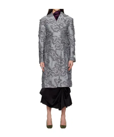 Ganni Wool Blend Coat In Gray