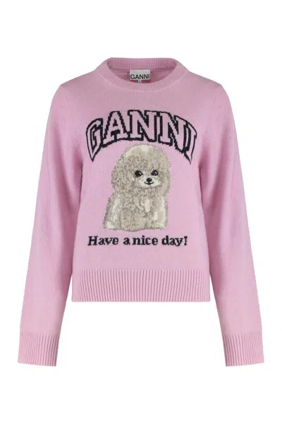 GANNI GANNI WOOL-BLEND CREW-NECK SWEATER
