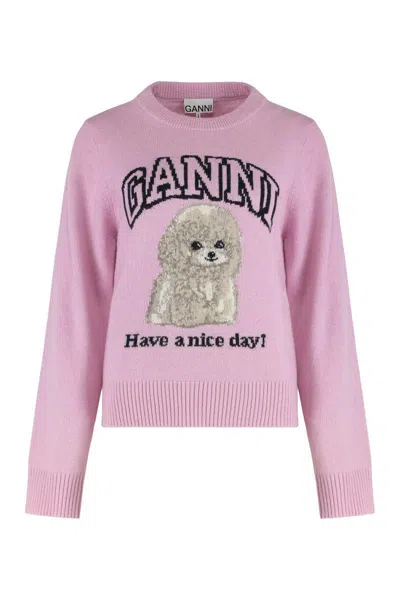GANNI GANNI WOOL-BLEND CREW-NECK SWEATER