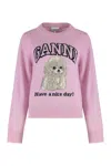 Ganni Poodle Pink Crewneck Jumper In Pink
