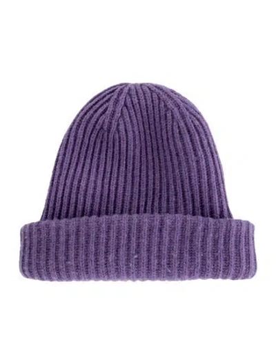 Pre-owned Ganni Wool Blend Knit Hat In Purple