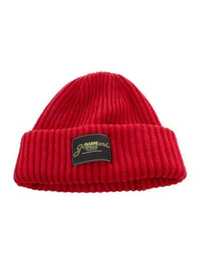 Pre-owned Ganni Wool Blend Knit Hat In Red