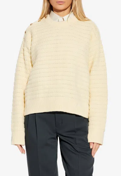 Ganni Wool-blend Knit Sweater In White