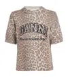 Ganni Leopard Print Short Sleeve Sweater In Animal Print