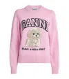 Ganni Poodle Pink Crewneck Jumper In Pink