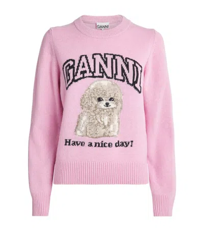 GANNI WOOL-BLEND POODLE SWEATER