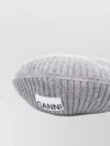 Ganni Wool Blend Ribbed Knitted Hat