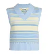 Ganni Wool Vest Knitwear Light Blue In Multi