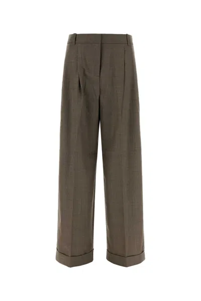 Ganni Wool Blend Suiting Oversized Pleated Pants In Chocolate Chip