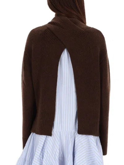 Ganni Wool Blend Sweater In Brown