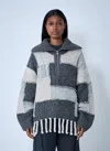 Ganni Patchwork Jersey With Bangs In Gray